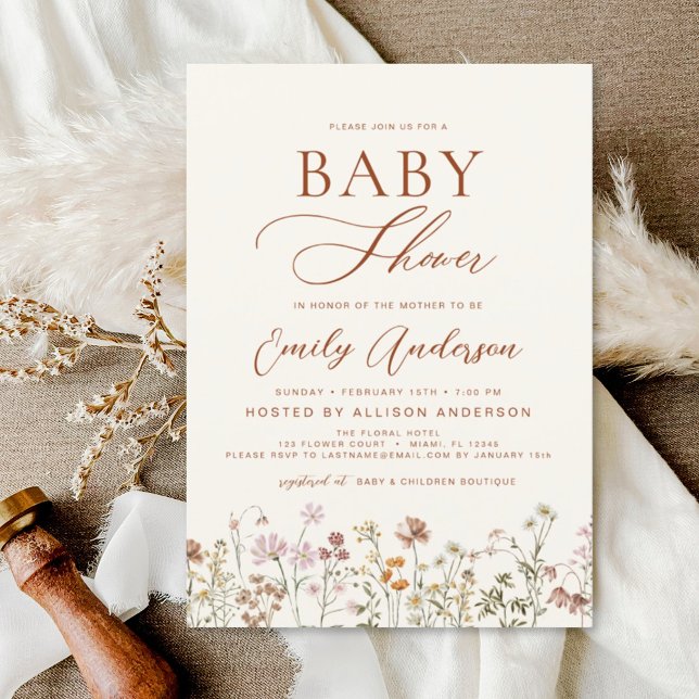 Boho Wildflower Baby Shower Garden Invitation (Creator Uploaded)