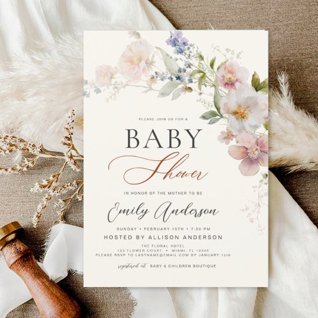 Boho Wildflower Baby Shower Garden  Invitation (Creator Uploaded)