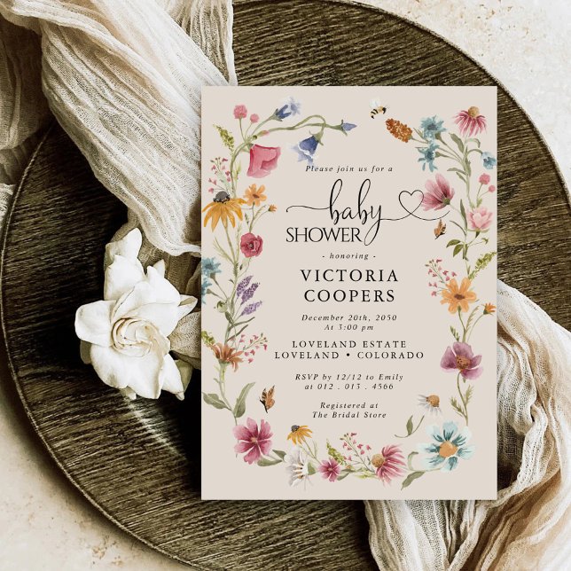 Boho Wildflower Baby Shower Invitation (Creator Uploaded)