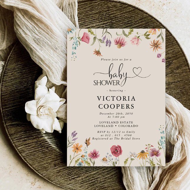 Boho Wildflower Baby Shower Invitation (Creator Uploaded)