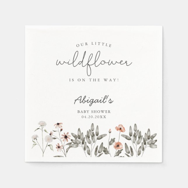 Boho Wildflower Baby Shower  Napkin (Front)
