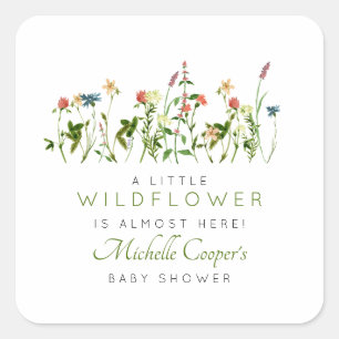Boho Wildflower Baby Shower Square Sticker