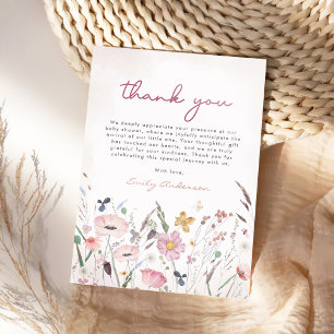 Boho Wildflower Baby Shower Thank You Card