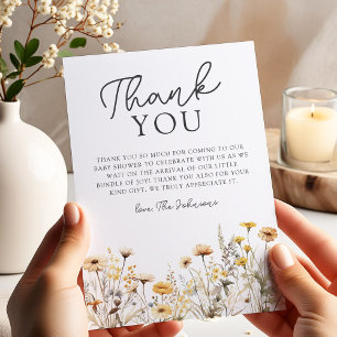 Boho Wildflower Baby Shower Thank You Card