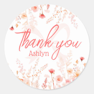 Boho Wildflower Baby Shower Thank You Favour Classic Round Sticker