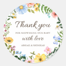 Boho Wildflower Baby Shower Thank You Sticker