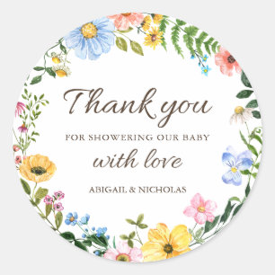 Boho Wildflower Baby Shower Thank You Sticker 