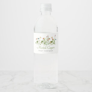 Boho Wildflower Baby Shower Water Bottle Label