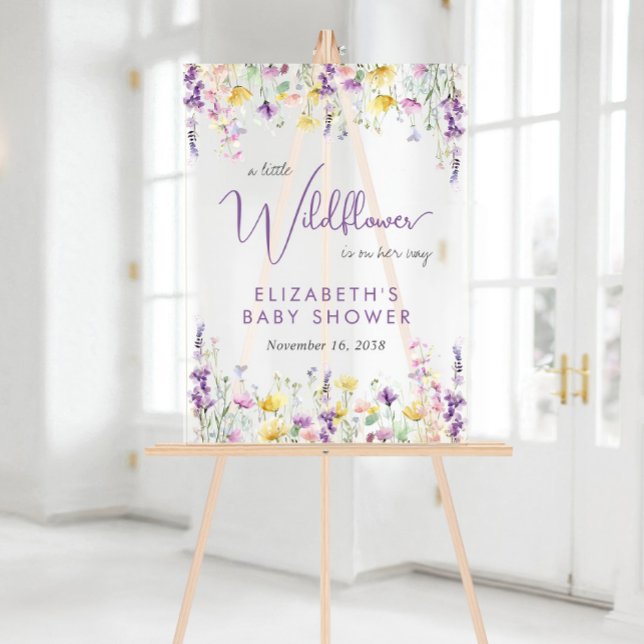Boho Wildflower Baby Shower Welcome Frosted Acrylic Sign (Creator Uploaded)