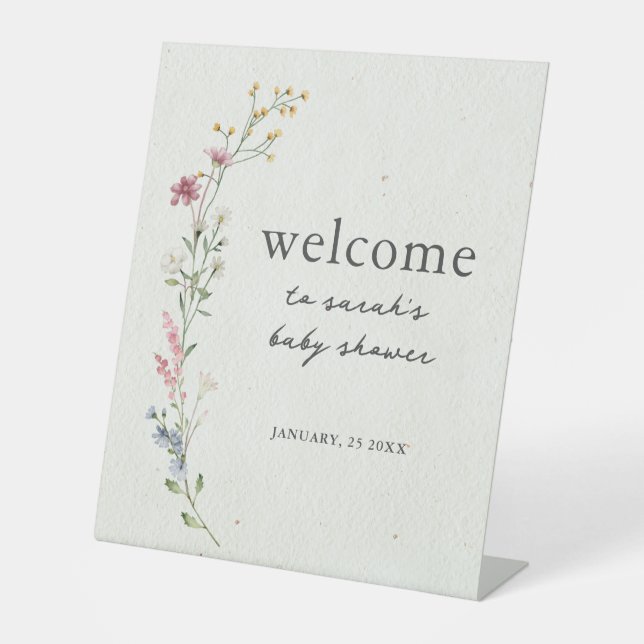 Boho Wildflower Baby Shower Welcome Sign (Front)
