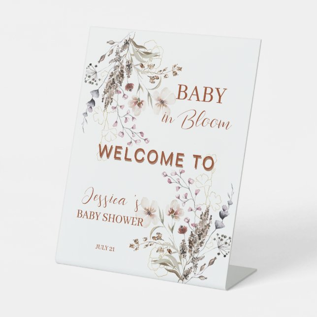 Boho Wildflower Baby Shower Welcome Sign (Front)