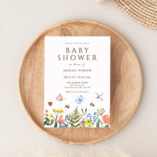 Boho Wildflower Bee Baby Shower Invitation