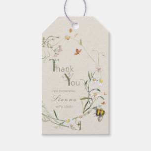 Boho Wildflower Bee Beige Bridal Shower Gift Tags