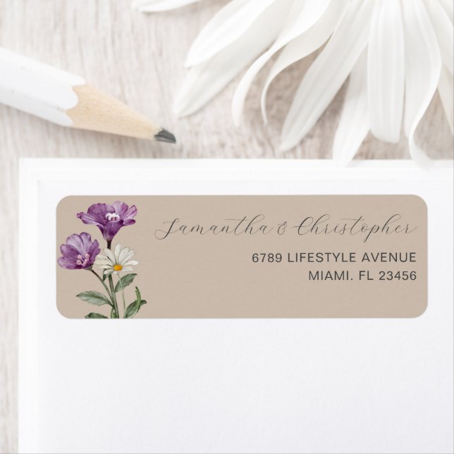 Boho Wildflower Beige Address Label (Insitu)
