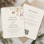 Boho Wildflower Beige All in One QR Code Wedding Invitation<br><div class="desc">Immerse your guests in the romance of nature with our Boho Wildflower Garden Wedding Invitation. Inspired by the beauty of untamed blooms, this invitation captures the essence of a free-spirited celebration. The enchanting design features delicate wildflowers dancing amidst lush greenery, setting the perfect tone for your garden wedding. The boho-chic...</div>