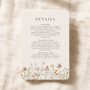 Boho Wildflower Beige Garden Wedding Details Invitation