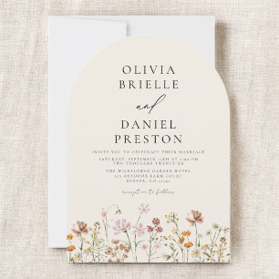 Boho Wildflower Beige Garden Wedding Invitation