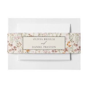 Boho Wildflower Beige Garden Wedding Invitation Belly Band