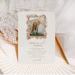 Boho Wildflower | Beige Meadow Photo Frame Wedding Invitation<br><div class="desc">This boho wildflower | beige meadow photo frame wedding invitation is perfect for your simple, whimsical boho rainbow summer wedding. The bright, enchanted pink, yellow, orange, and gold colour florals give this product the feel of a minimalist elegant vintage hippie spring garden. The modern design is artsy and delicate, portraying...</div>