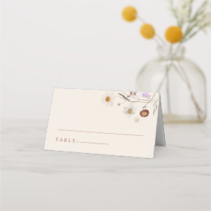 Boho Wildflower Beige Wedding Place Cards