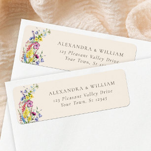 Boho Wildflower Beige Wedding Return Address