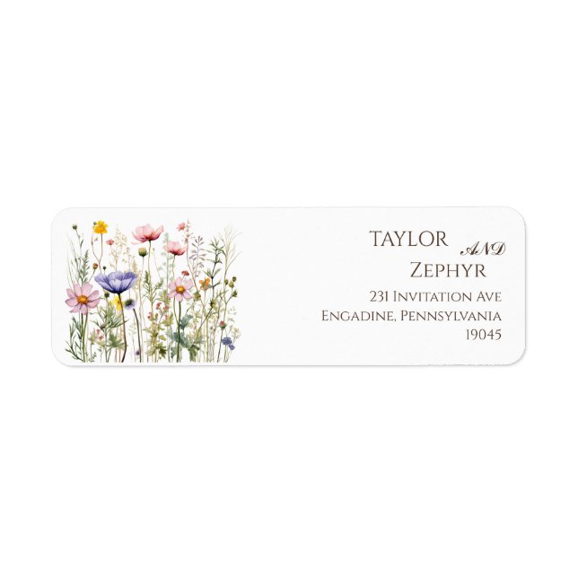 Boho Wildflower Beige Wedding RSVP Return Address  (Front)