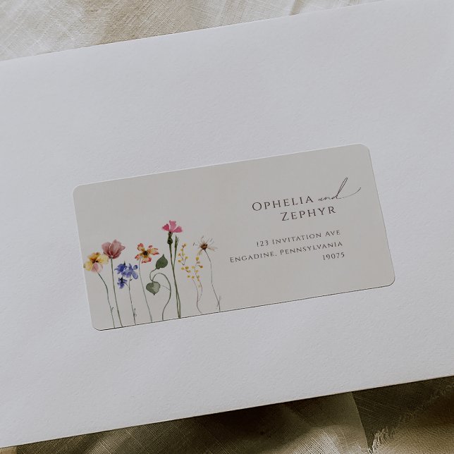 Boho Wildflower Beige Wedding RSVP Return Address Label (Creator Uploaded)