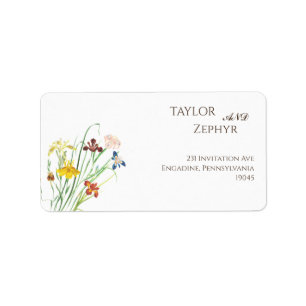 Boho Wildflower Beige Wedding RSVP Return Address Label