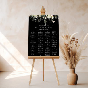 Boho Wildflower Black Alphabetical Seating Chart