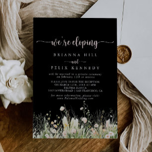 Boho Wildflower Black Elopement Reception  Invitation