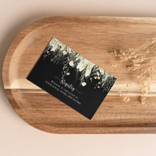 Boho Wildflower Black Wedding Gift Registry  Enclosure Card