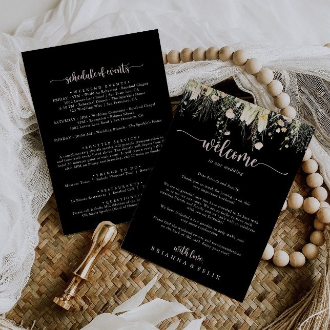 Boho Wildflower Black Wedding Welcome Letter (Creator Uploaded)