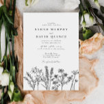 Boho Wildflower Black & White Elegant Wedding Invitation<br><div class="desc">Boho Wildflower Black & White Elegant Wedding Invitation</div>