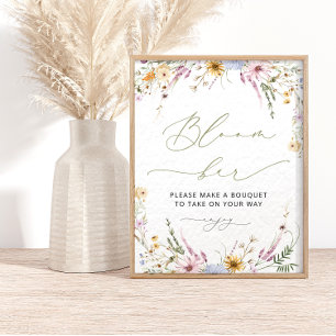 Boho Wildflower Bloom Flower Bar Poster