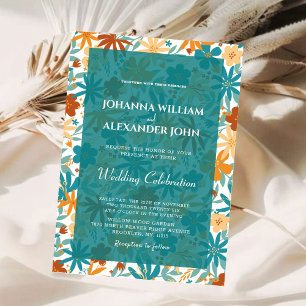 Boho Wildflower & Blue Floral Photo Wedding Invitation