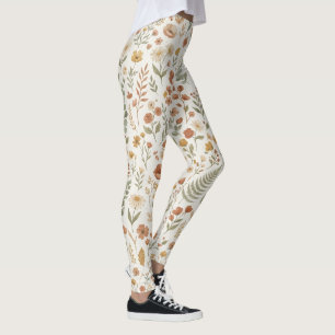 Boho Wildflower Botanical Floral Mum Aesthetic Leggings