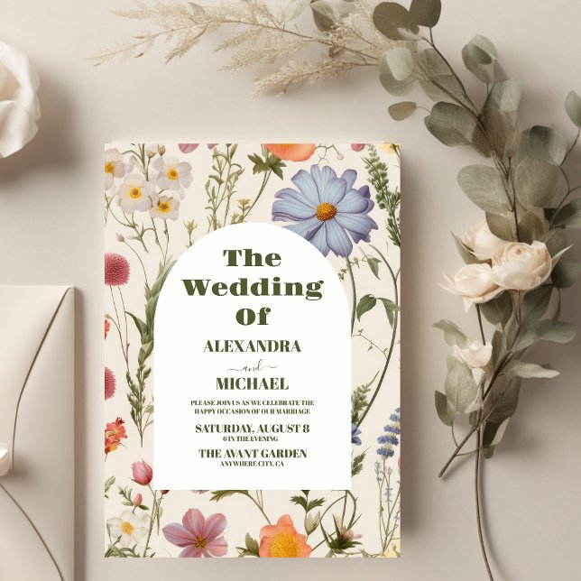 Boho Wildflower Botanical Wedding Invitation (Creator Uploaded)
