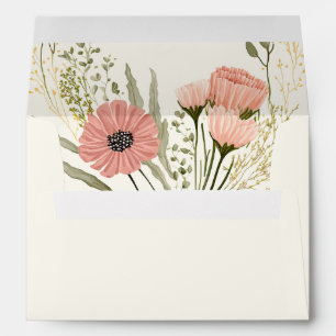 Boho Wildflower Botanicals Ivory Wedding Envelope