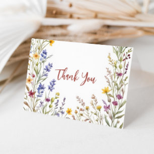Boho Wildflower Bridal Baby Shower Thank You Card