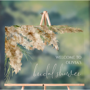 Boho wildflower bridal shower acrylic welcome sign