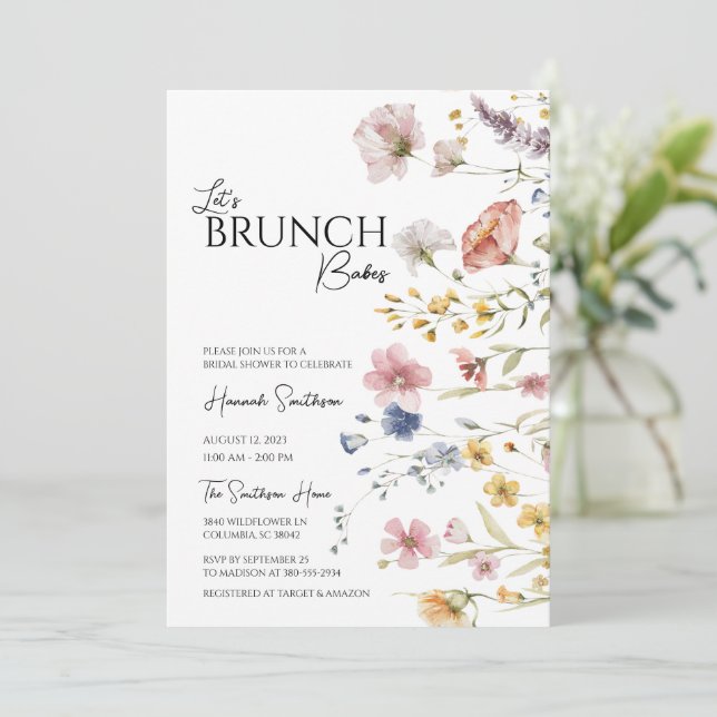 Boho Wildflower Bridal Shower Brunch Invitation (Standing Front)