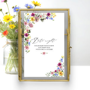 Boho Wildflower Bridal Shower Date Night Jar Sign