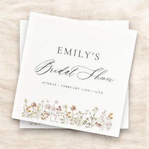 Boho Wildflower Bridal Shower Garden Script Napkin