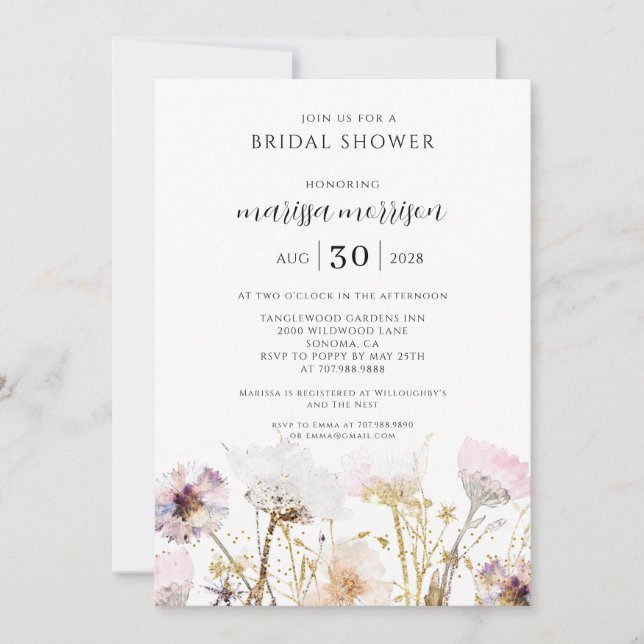 Boho Wildflower Bridal Shower Invitation (Front)