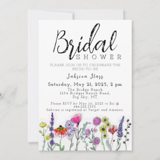 Boho Wildflower Bridal Shower Invitation