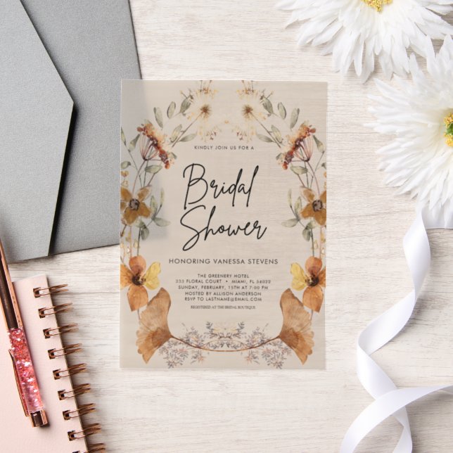 Boho Wildflower Bridal Shower Invitation (Wedding)