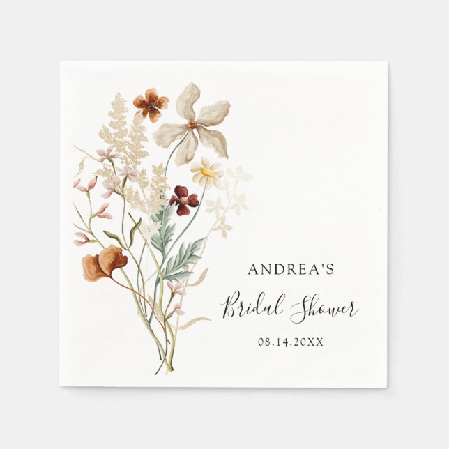 Boho Wildflower Bridal Shower Napkin (Front)
