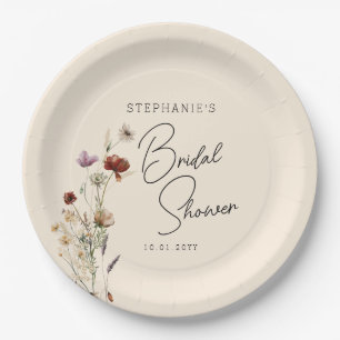 Boho Wildflower Bridal Shower Paper Plate