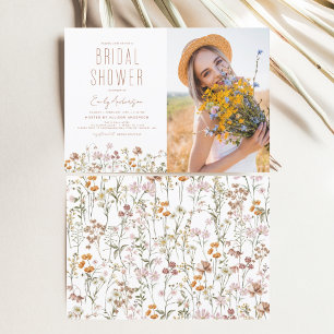 Boho Wildflower Bridal Shower Photo Invitation