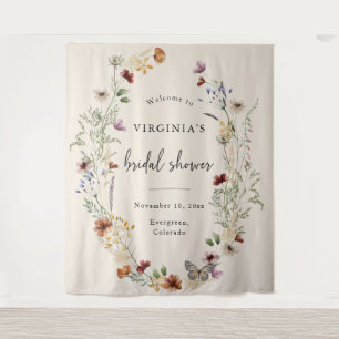 Boho Wildflower Bridal Shower Tapestry